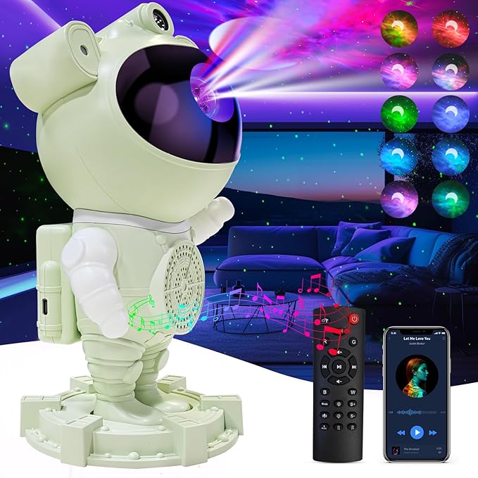 Star Projector Astronaut Galaxy Projector - Bluetooth Speaker, White Noise,Moon Nebula Night Light for Bedroom, 360° Adjustable,Timer and Remote, Star Galaxy Projectors for Kids Adult,Gift Choice