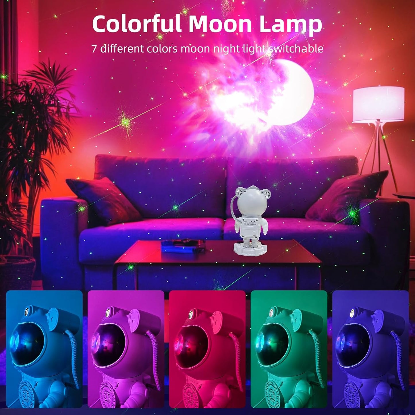 Star Projector Astronaut Galaxy Projector - Bluetooth Speaker, White Noise,Moon Nebula Night Light for Bedroom, 360° Adjustable,Timer and Remote, Star Galaxy Projectors for Kids Adult,Gift Choice