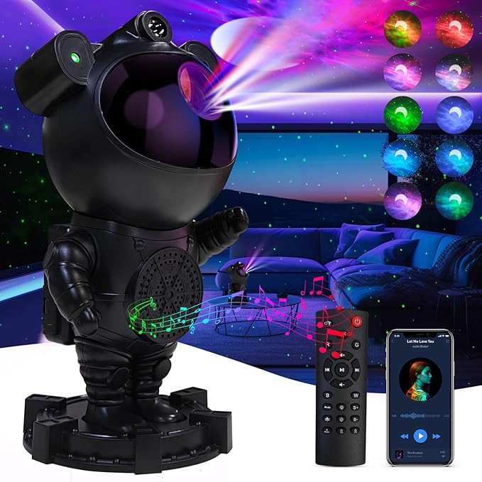 Star Projector Astronaut Galaxy Projector - Bluetooth Speaker, White Noise,Moon Nebula Night Light for Bedroom, 360° Adjustable,Timer and Remote, Star Galaxy Projectors for Kids Adult,Gift Choice