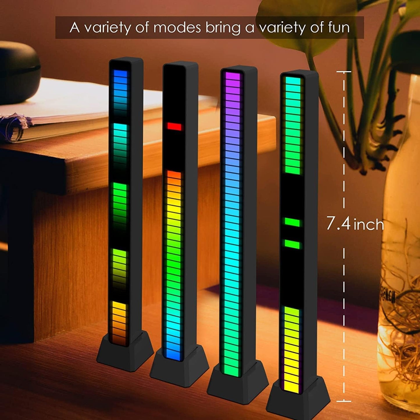 RGB Rechargeable Sound Control Light, Voice-Activated Pickup Music Rhythm Lights, Ambient Light, for Car, Gaming Room Decorations（4Pack）