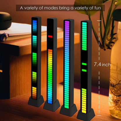 RGB Rechargeable Sound Control Light, Voice-Activated Pickup Music Rhythm Lights, Ambient Light, for Car, Gaming Room Decorations（4Pack）