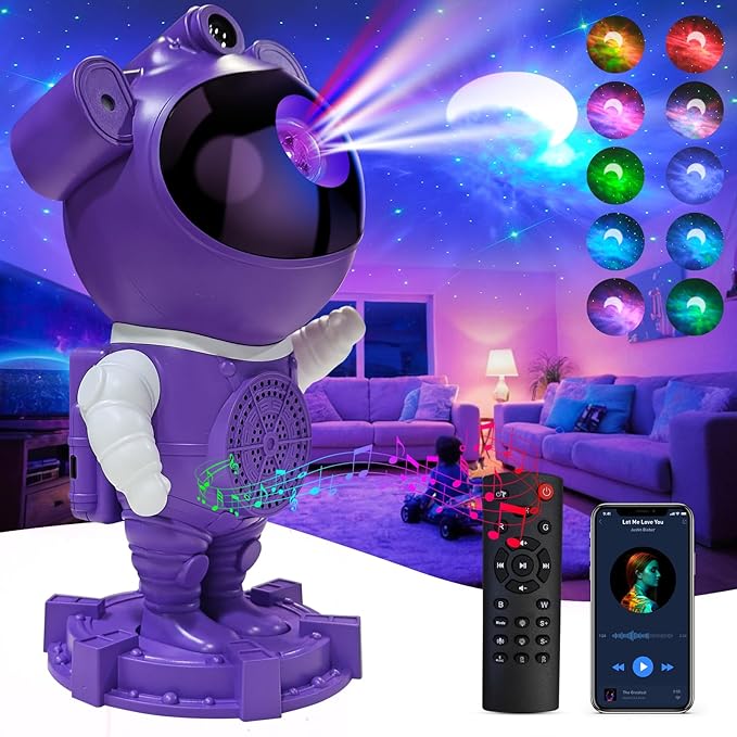Star Projector Astronaut Galaxy Projector - Bluetooth Speaker, White Noise,Moon Nebula Night Light for Bedroom, 360° Adjustable,Timer and Remote, Star Galaxy Projectors for Kids Adult,Gift Choice