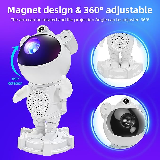 Star Projector Astronaut Galaxy Projector - Bluetooth Speaker, White Noise,Moon Nebula Night Light for Bedroom, 360° Adjustable,Timer and Remote, Star Galaxy Projectors for Kids Adult,Gift Choice