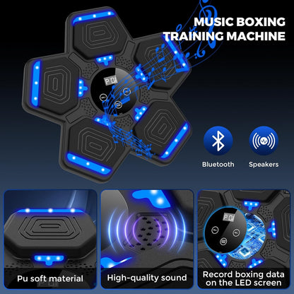 2025 Music Boxing Machine for Adults and Kids, Smart Bluetooth Boxing Training Equipment with Gloves Wall Mounted, Workout Punching Machine for Home,Office and Gym