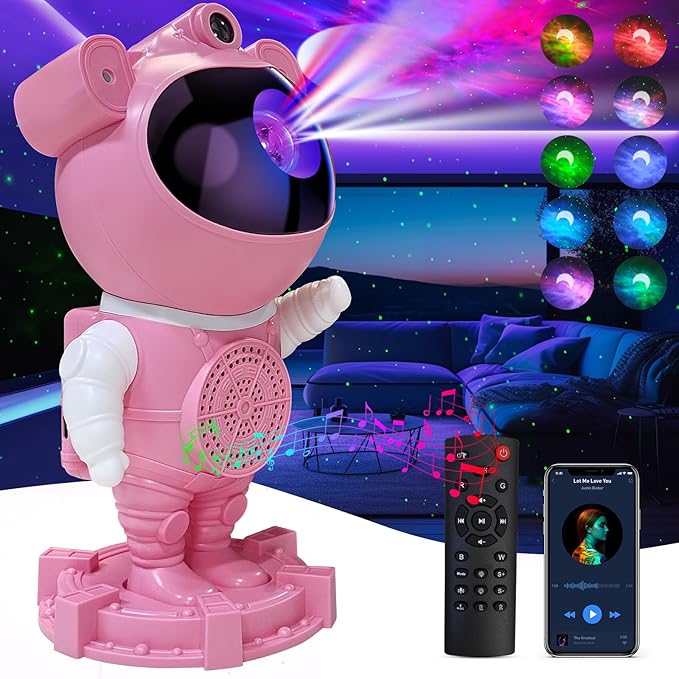 Star Projector Astronaut Galaxy Projector - Bluetooth Speaker, White Noise,Moon Nebula Night Light for Bedroom, 360° Adjustable,Timer and Remote, Star Galaxy Projectors for Kids Adult,Gift Choice