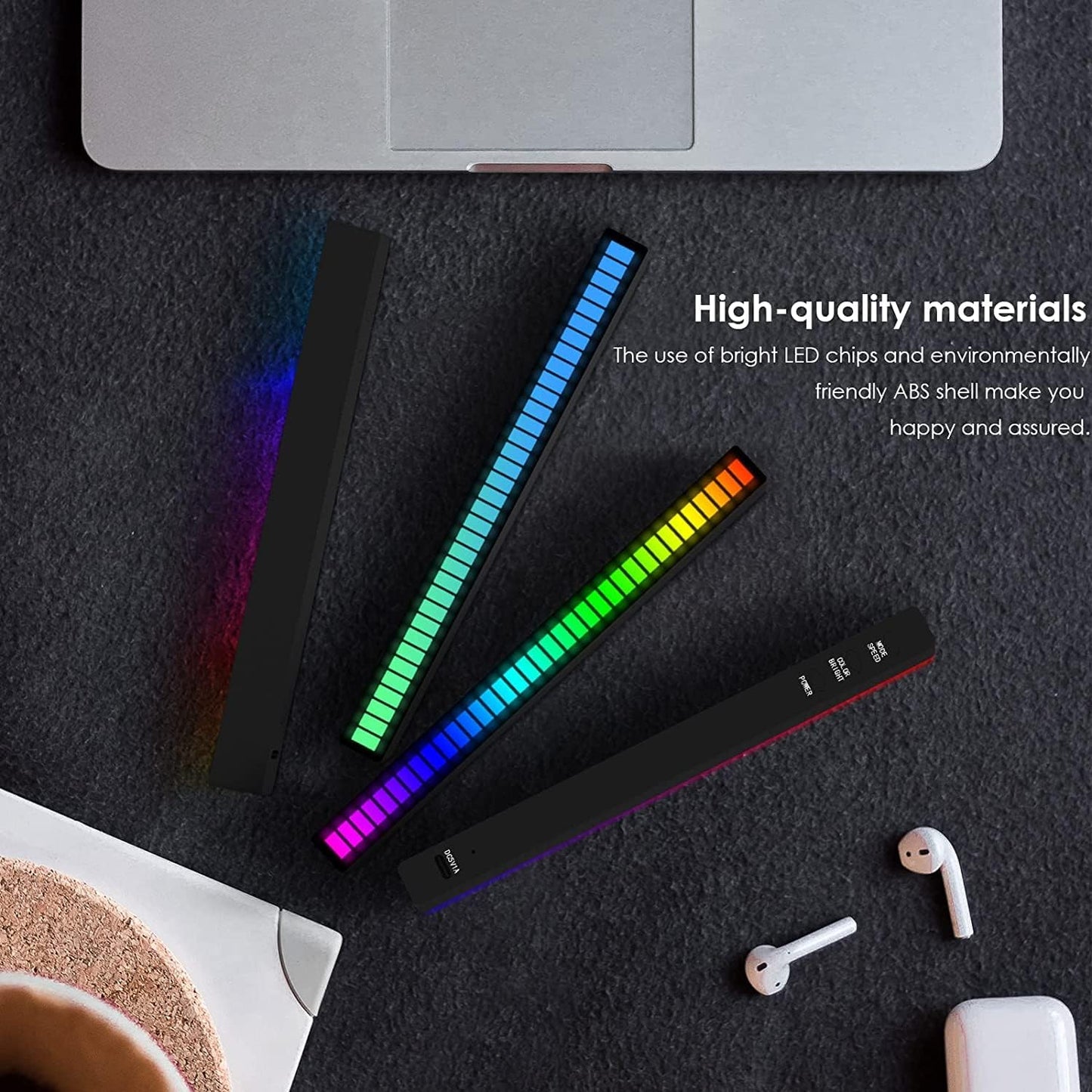 RGB Rechargeable Sound Control Light, Voice-Activated Pickup Music Rhythm Lights, Ambient Light, for Car, Gaming Room Decorations（4Pack）