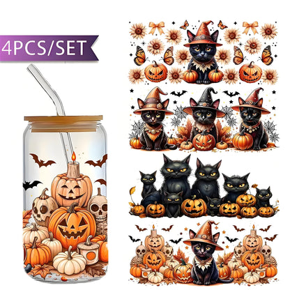 4-Piece Halloween Theme UV DTF Transfer Paper