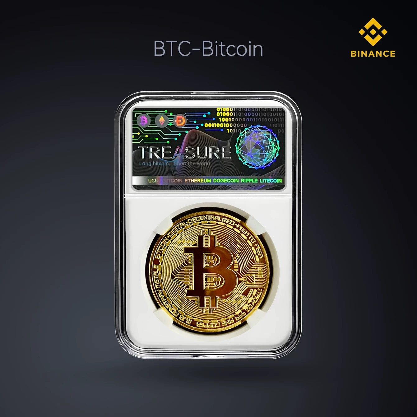 Bitcoin Coin Souvenir with Coin Case, Physical Bitcoin Collection, Gold Plated Bitcoin for Commemoration, Crypto Currency Coin BTC for Gift, Gold Bitcoin Tokens