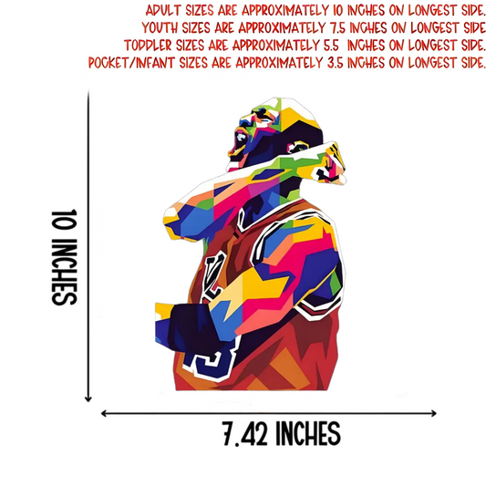 Abstract basketball figure iron-on transfer