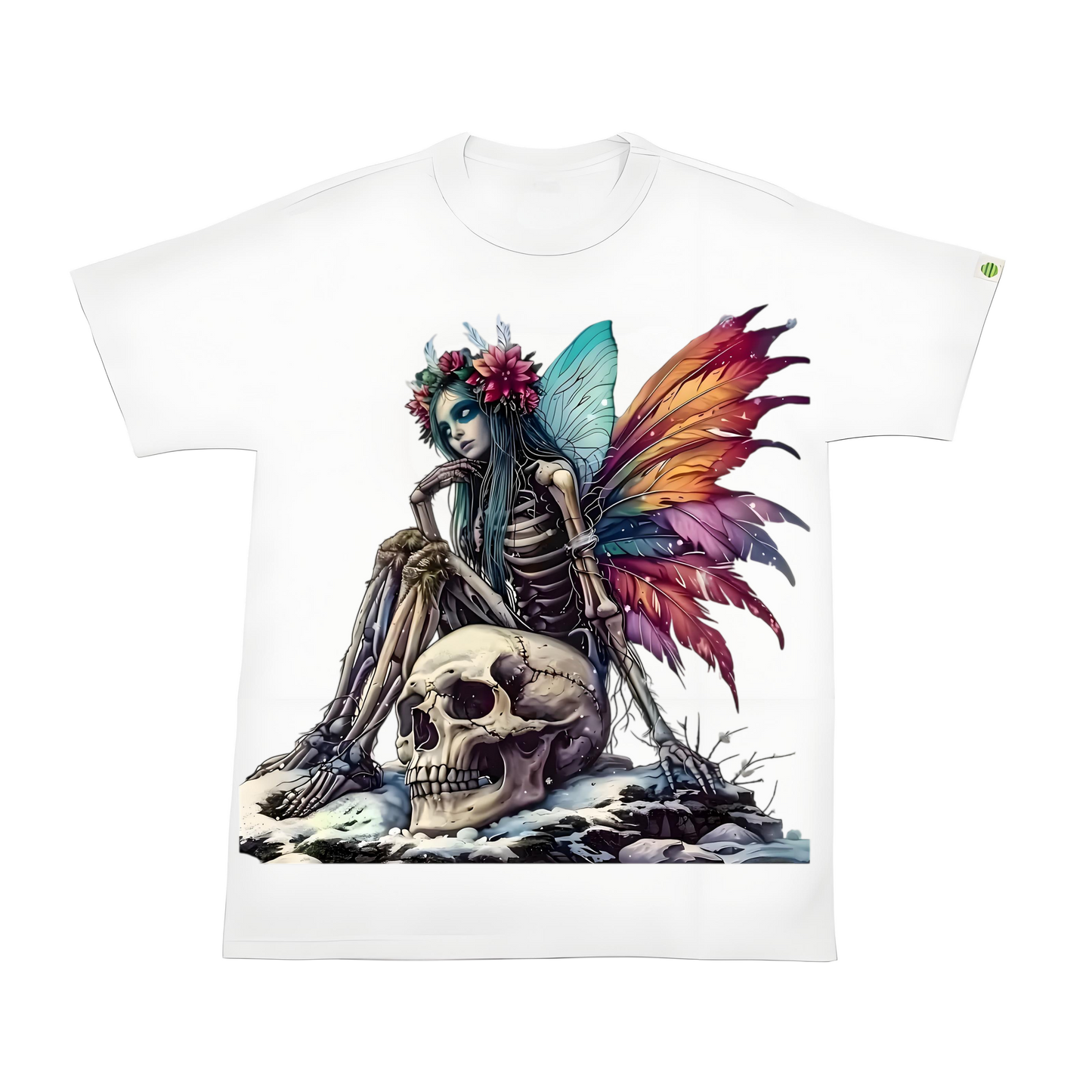 Skull and colorful wings iron-on transfer