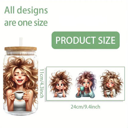 Messy Coffee Women's 16 oz Glass Jar Packaging Transfer Decorative Paper UV DTF