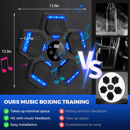 2025 Music Boxing Machine for Adults and Kids, Smart Bluetooth Boxing Training Equipment with Gloves Wall Mounted, Workout Punching Machine for Home,Office and Gym