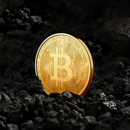 Bitcoin Coin Souvenir with Coin Case, Physical Bitcoin Collection, Gold Plated Bitcoin for Commemoration, Crypto Currency Coin BTC for Gift, Gold Bitcoin Tokens