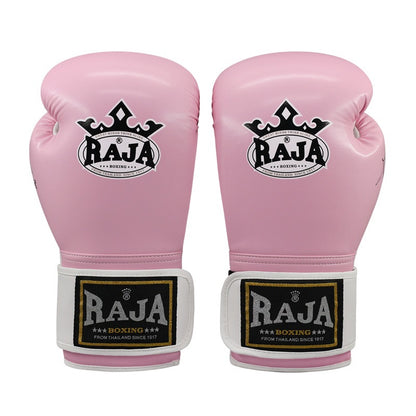 RAJA Boxing Gloves, Pro Training Sparring, Maya Hide Leather, Muay Thai MMA Kickboxing, Men Women Adult, Heavy Punching Bag Focus Mitts Pads Workout, Ventilated Palm, Multi Layered, 8 10 12 14 16 18 Oz