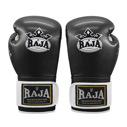 RAJA Boxing Gloves, Pro Training Sparring, Maya Hide Leather, Muay Thai MMA Kickboxing, Men Women Adult, Heavy Punching Bag Focus Mitts Pads Workout, Ventilated Palm, Multi Layered, 8 10 12 14 16 18 Oz