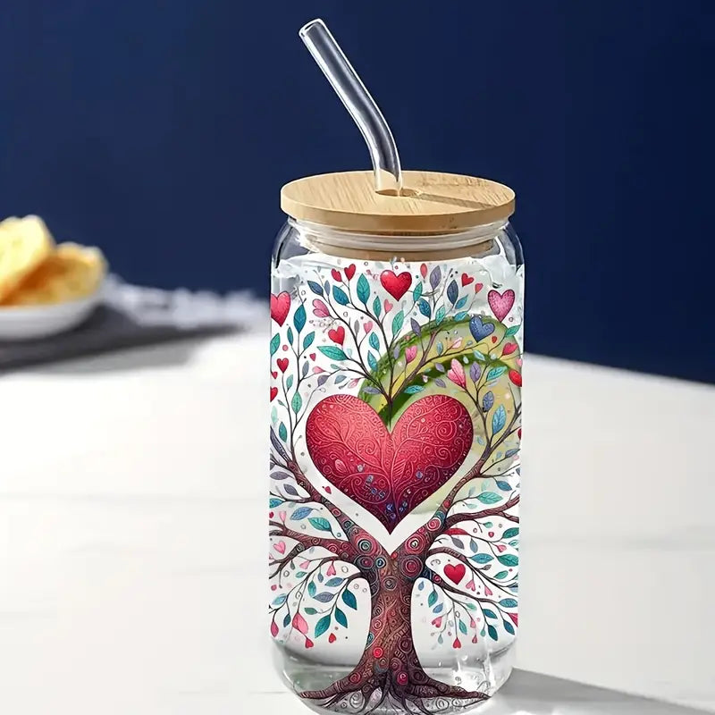 Giving Tree 16oz Glass Jar Sticker UV DTF