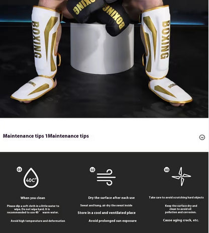 Shin Guards Kickboxing Muay Thai, SATRA SMMAF Approved, Premium Maya Hide Leather, Leg Instep Protection Pads, MMA Martial Arts Kicking Sparring Training Gear, BJJ Karate Boxing Taekwondo