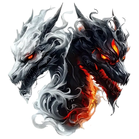 Two evil dragons heat transfer iron-on
