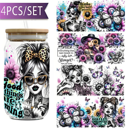 （4PCS/SET）UV waterproof transfer paper for 16 oz cups