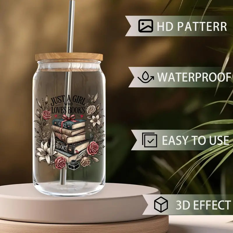 Fantasy World Book UV DTF Cup Packaging Suitable for 16 oz Glass Jars