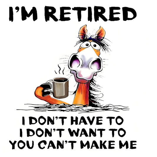 Yellow donkey drinking coffee iron-on transfer