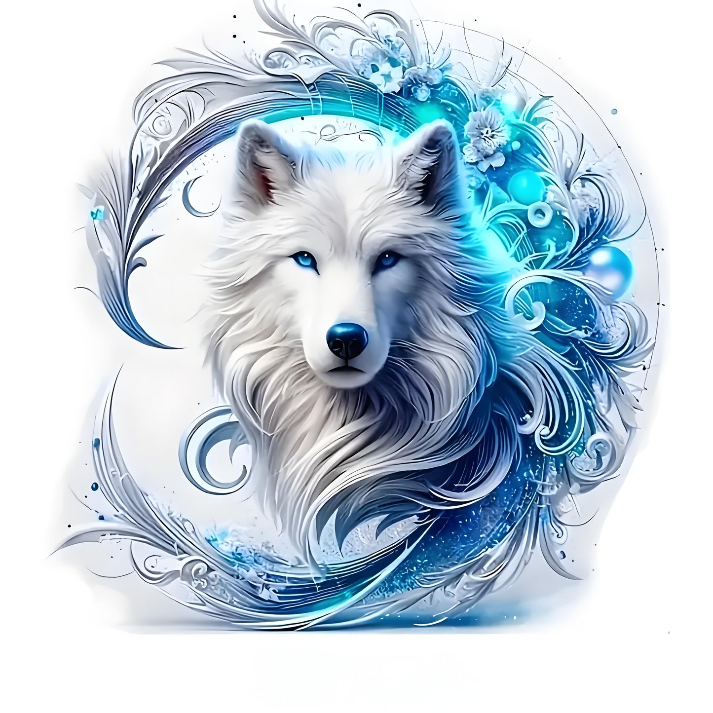 Fantasy White Wolf King Iron-On Transfer