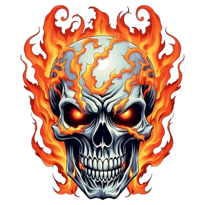Flame skull pattern heat transfer ironing