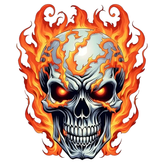 Flame skull pattern heat transfer ironing