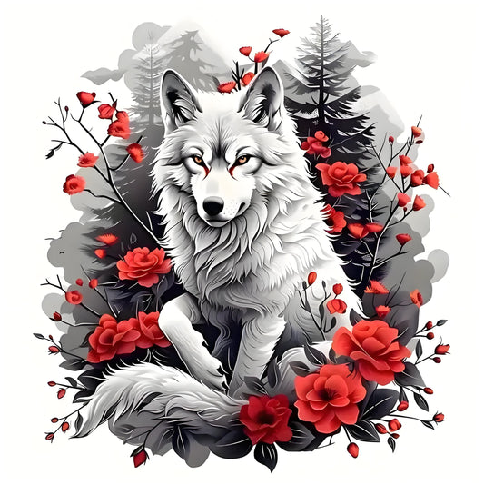 White Wolf Forest Iron-On Transfer