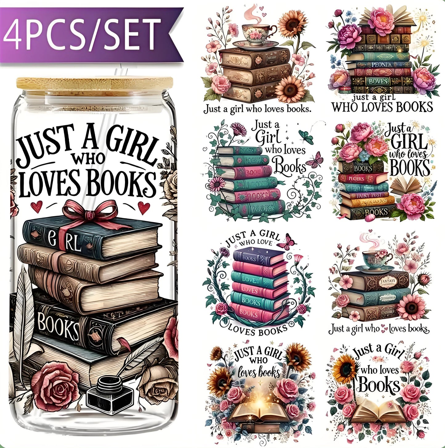 Fantasy World Book UV DTF Cup Packaging Suitable for 16 oz Glass Jars