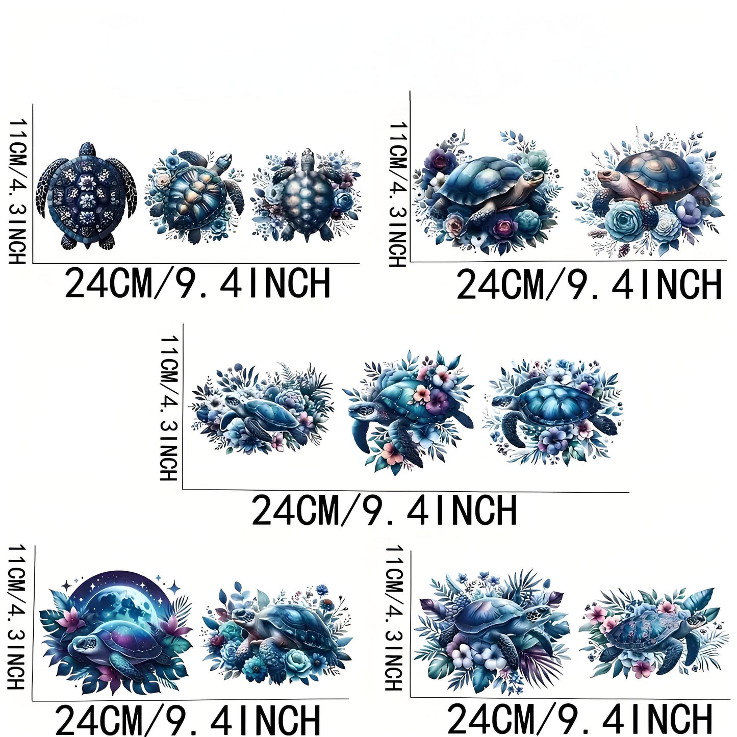 Blue Ocean Turtle 16oz Glass Jar Packaging Sticker Animal Coffee Cup UV DTF