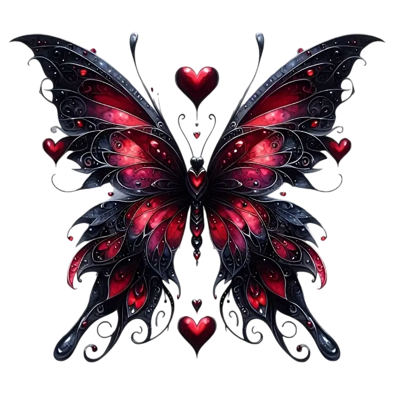 Gothic Dark Butterfly Heart Heat Transfer Iron-On