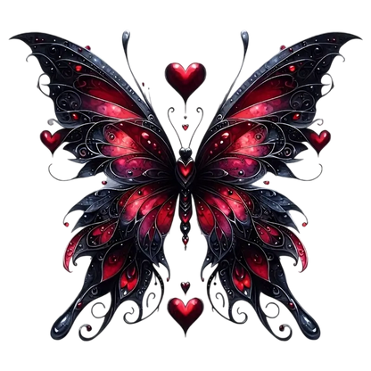 Gothic Dark Butterfly Heart Heat Transfer Iron-On