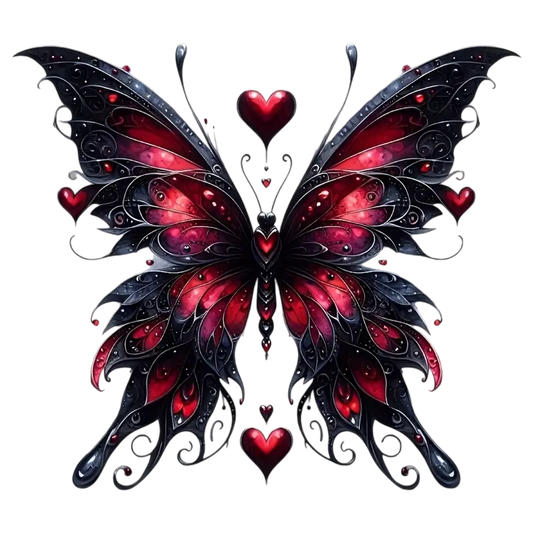 Gothic Dark Butterfly Heart Heat Transfer Iron-On