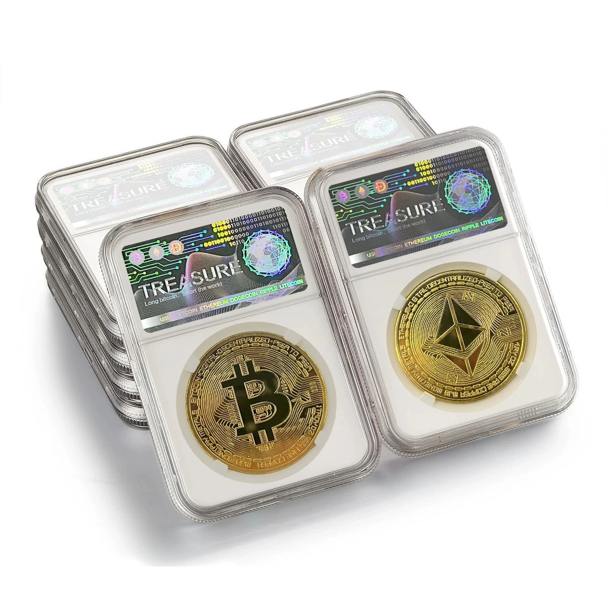 Bitcoin Coin Souvenir with Coin Case, Physical Bitcoin Collection, Gold Plated Bitcoin for Commemoration, Crypto Currency Coin BTC for Gift, Gold Bitcoin Tokens