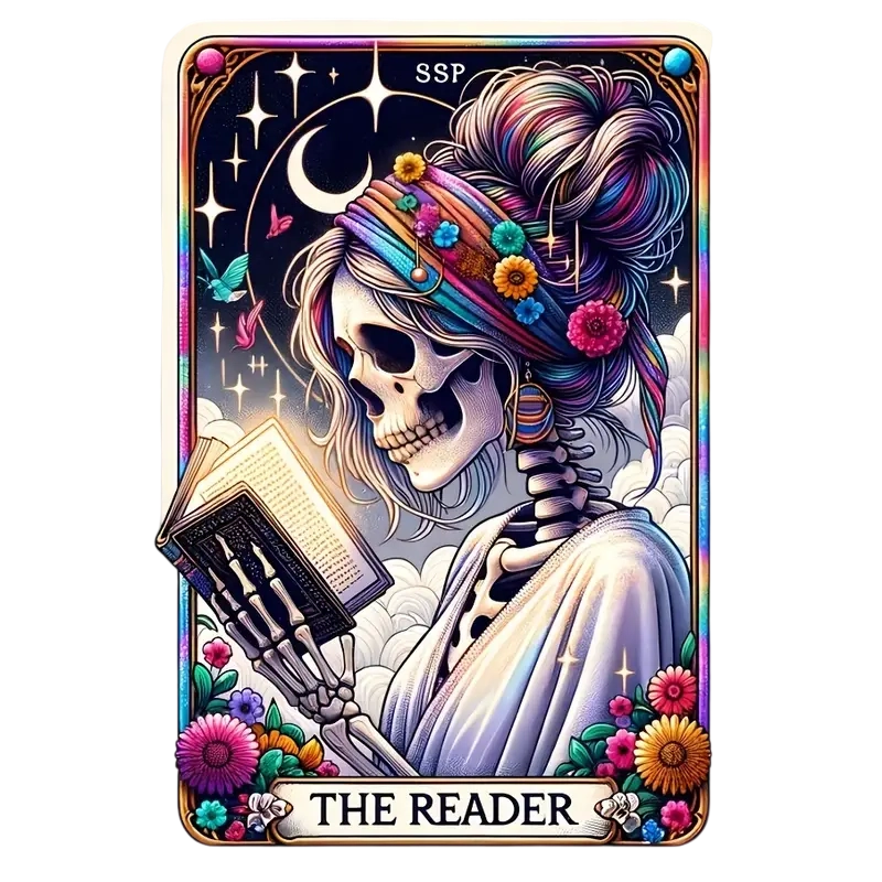 Tarot Style Skull Woman Reading Heat Transfer Iron-On