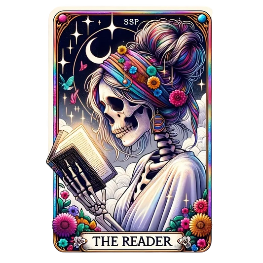 Tarot Style Skull Woman Reading Heat Transfer Iron-On