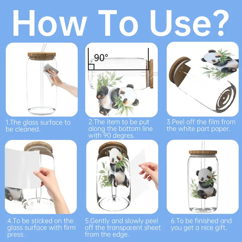 Cute Coffee Character Style 16oz UV DTF Cup Sticker