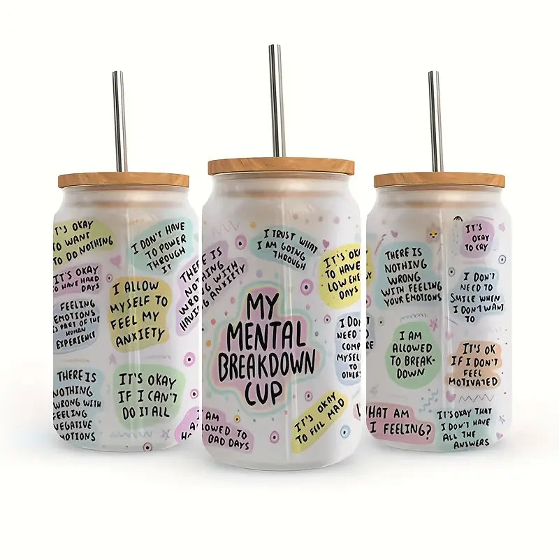 Mental Health Themed UV DTF Cup Stickers