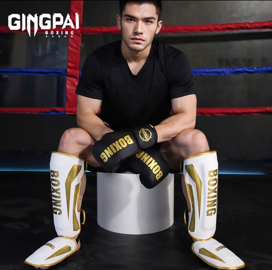 Shin Guards Kickboxing Muay Thai, SATRA SMMAF Approved, Premium Maya Hide Leather, Leg Instep Protection Pads, MMA Martial Arts Kicking Sparring Training Gear, BJJ Karate Boxing Taekwondo