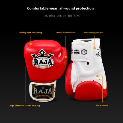 RAJA Boxing Gloves, Pro Training Sparring, Maya Hide Leather, Muay Thai MMA Kickboxing, Men Women Adult, Heavy Punching Bag Focus Mitts Pads Workout, Ventilated Palm, Multi Layered, 8 10 12 14 16 18 Oz