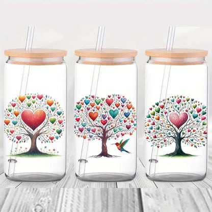 Giving Tree 16oz Glass Jar Sticker UV DTF