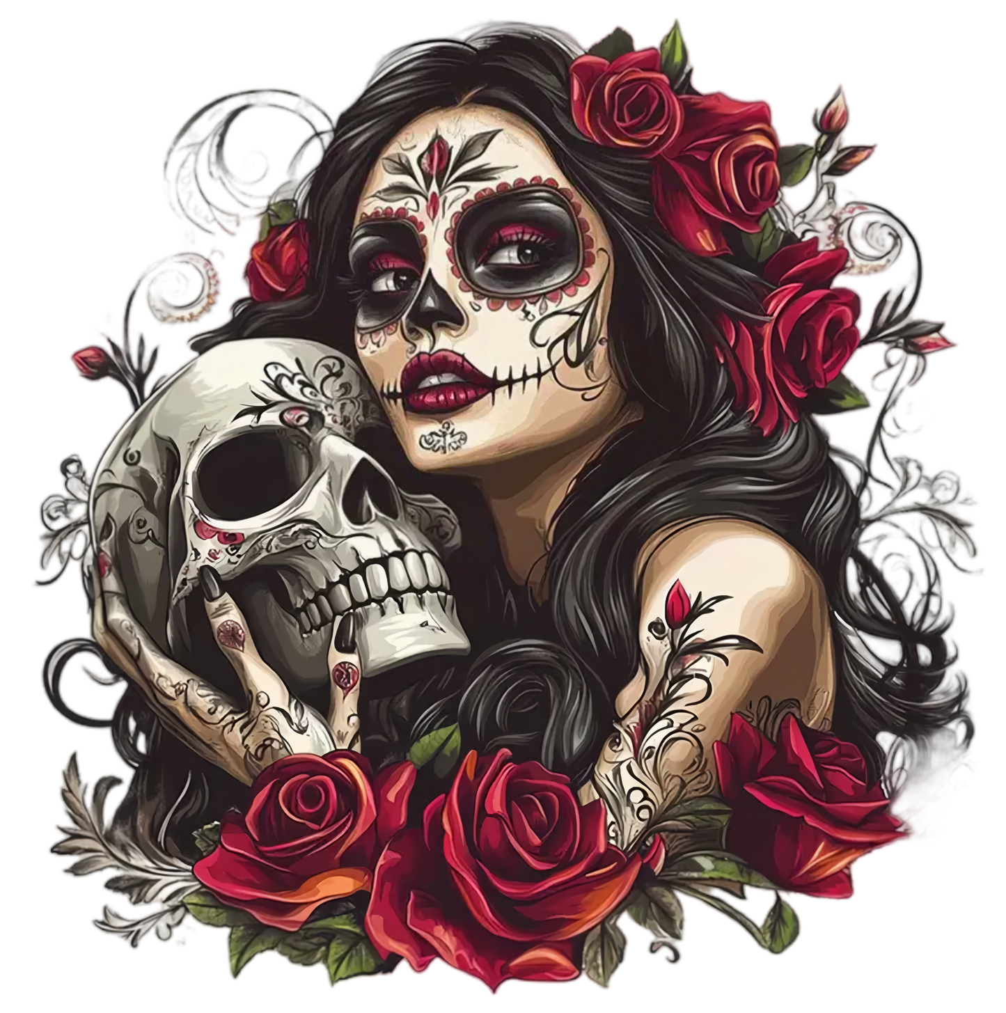 Skull Rose Tattoo Heat Painting