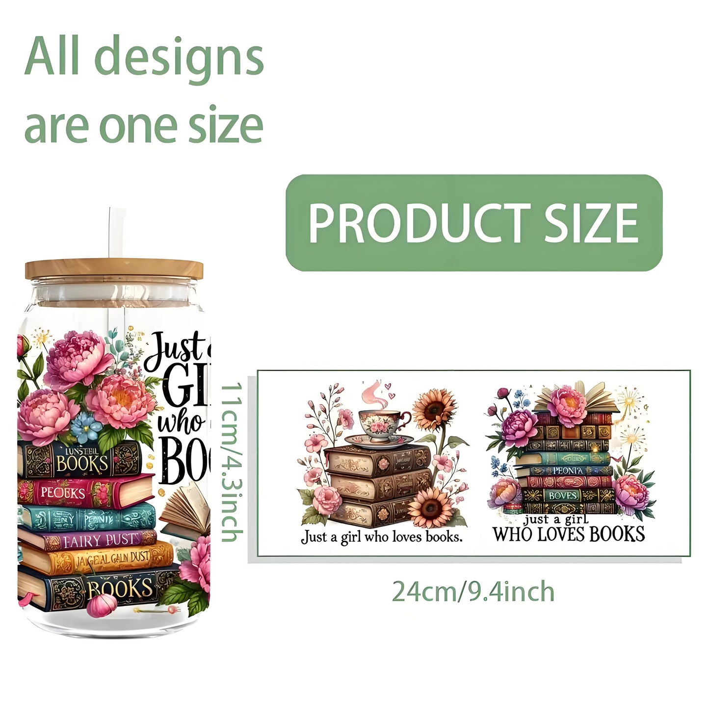 Fantasy World Book UV DTF Cup Packaging Suitable for 16 oz Glass Jars