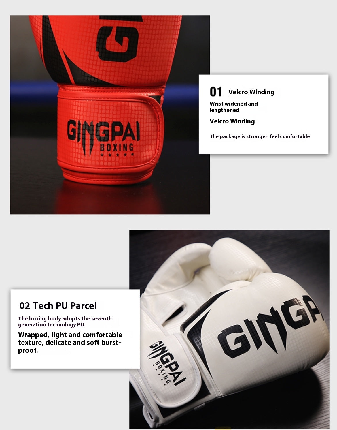 Pro Style Exercise Workout Training Boxing Gloves for Sparring, Heavy Bag and Mitt Work