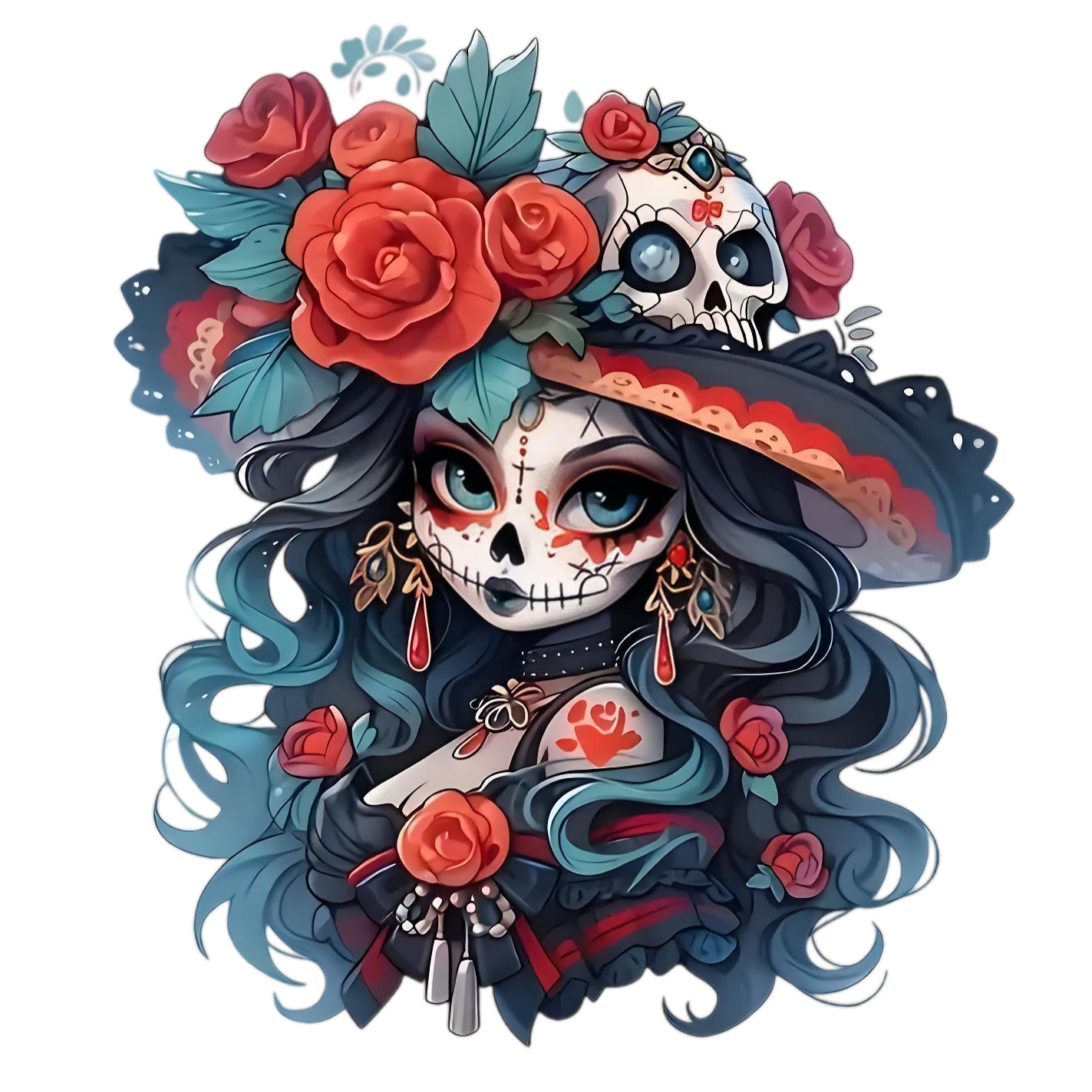 Black Witch Floral Iron-On Heat Transfer Sticker