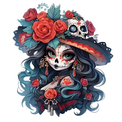 Black Witch Floral Iron-On Heat Transfer Sticker