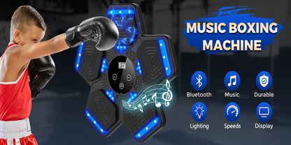 2025 Music Boxing Machine for Adults and Kids, Smart Bluetooth Boxing Training Equipment with Gloves Wall Mounted, Workout Punching Machine for Home,Office and Gym