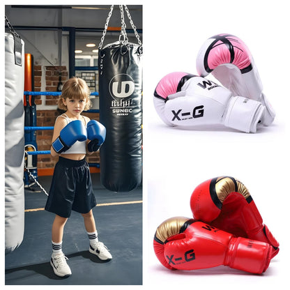Kids Boxing Gloves, 6oz 4oz Junior Training Mitts, Maya Hide Leather Ventilated Palm, Muay Thai Sparring MMA Kickboxing Fighting, Punch Bag Speed Ball Focus Pads Punching Workout